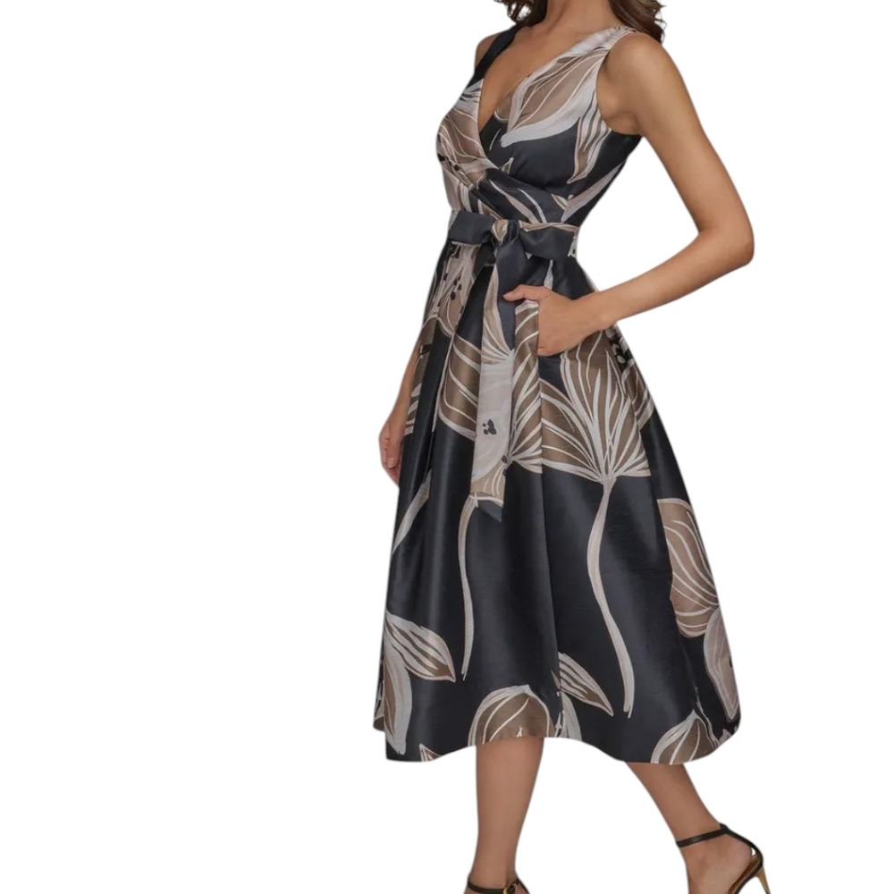 NEW...Donna Karan New York Faux Wrap Tie Waist Cocktail Dress.. Size 12 - Picture 3 of 9
